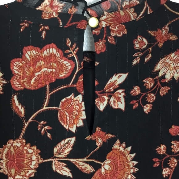 NWT Chico’s Jacobean Floral Ruffle Mock Neck Top - Picture 5 of 16